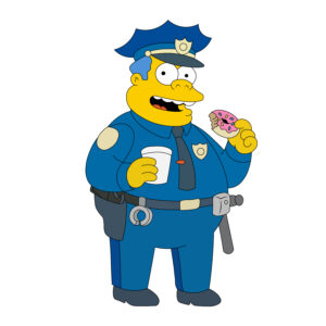 Download free hand-drawn vector illustrations of Chief Wiggum's character in the cartoon the Simpson