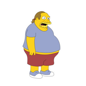 Download free hand-drawn vector illustrations of Comic Book Guy's character in the cartoon the Simpson