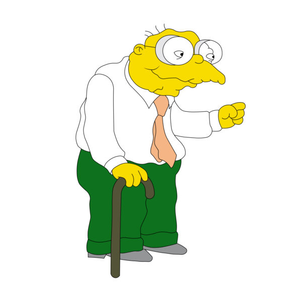 Download free hand-drawn vector illustrations of Hans Moleman's character in the cartoon the Simpson