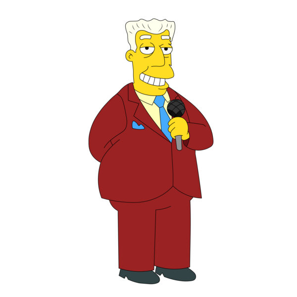 Download free hand-drawn vector illustrations of Kent Brockman's character in the cartoon the Simpson