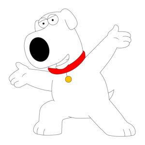 Download free hand-drawn vector illustrations of Brian Griffin's character in the Family Guy cartoon