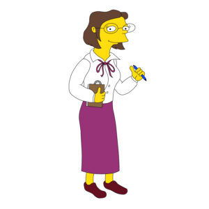 Download free hand-drawn vector illustrations of Miss Hoover's character in the cartoon the Simpson