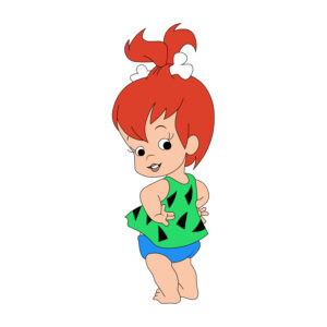 Download free hand-drawn vector illustrations of Pebbles Flintstone's character in the Flintstones cartoon