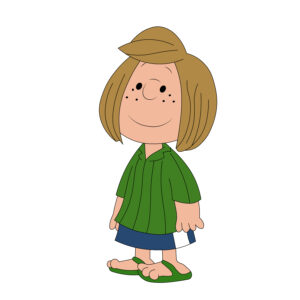 Download free hand-drawn vector illustrations of Peppermint Patty's character in the Peanuts cartoon