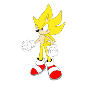 Download free hand-drawn vector illustrations of Super Sonic's character in the Sonic cartoon