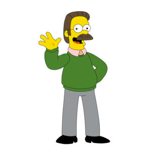 Download free hand-drawn vector illustrations of Ned flanders's character in the cartoon the Simpson