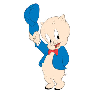 Download free hand-drawn vector illustrations of Porky Pig's character in looney tunes cartoon
