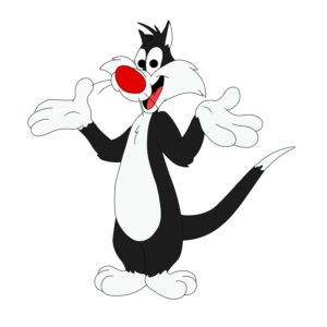 Download free hand-drawn vector illustrations of Sylvester's character in looney tunes cartoon